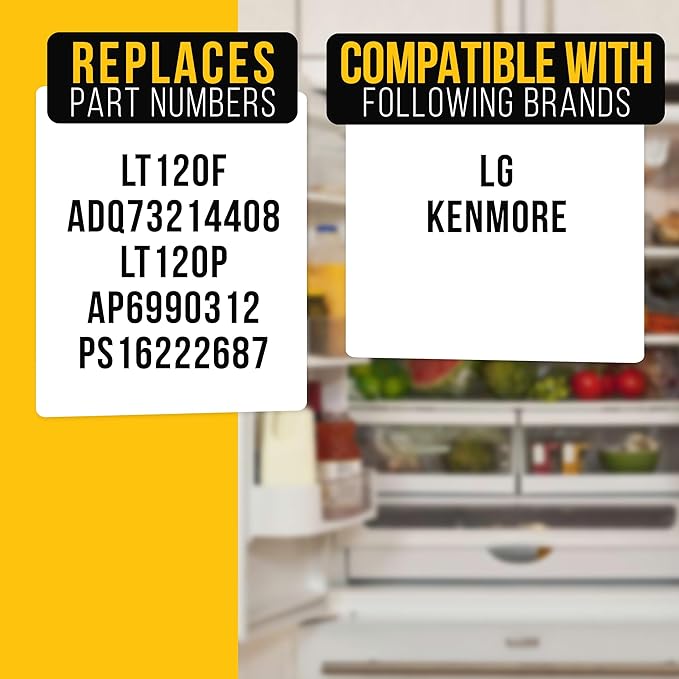 PartsBroz LT120F Refrigerator Air Filter 3-Pack for ThinQ LG Refrigerator Air Filter Replacement, Kenmore Elite Fridge Fresh Filters 46-9918 469918 9918 ADQ73214408 ADQ73214404 ADQ73214402 LMXS30776S