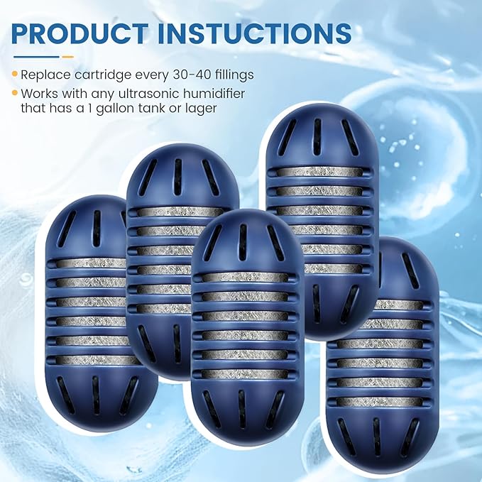 isinlive Demineralization Cartridge for HoMedics Ultrasonic Humidifiers: 12-Pack Demineralization Cartridges Filter Replacement, Filters Mineral Deposits, Prevents Hard Water Build-Up, Purifies Water