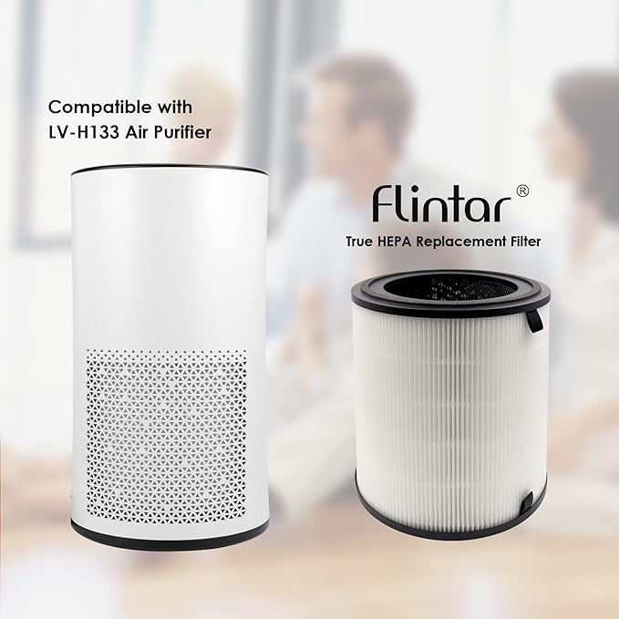 Flintar LV-H133 Replacement Filter, Made in Taiwan, Compatible with LEVOIT LV-H133 Tower Air Purifier, H13 Grade Filtration & Activated Carbon Filter Set, Part Number LV-H133-RF