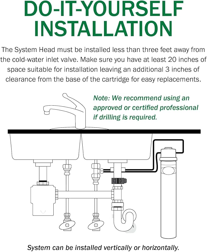 AO Smith Water Filter for Sink Faucet - Advanced Direct Connect Under Sink Water Filter System - Claryum Filtration Reduces 99% of 78 Harmful Contaminants - AO-MF-ADV