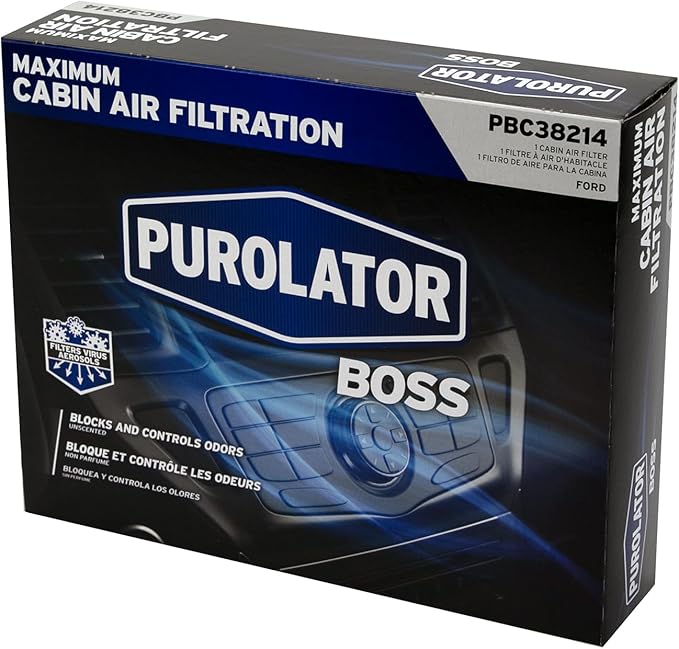 Purolator PBC38214 PurolatorBOSS Automotive Cabin Air Filter with Activated Carbon, Car & Truck Passenger Compartment OEM Filter Replacement for Ford F-150, F-250, Expedition and more
