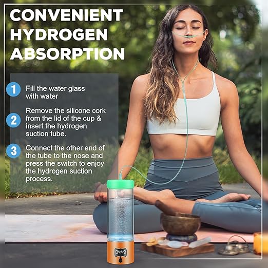 Hydrogen Water Bottle Generator with SPE/PEM–Portable Molecular Hydrogen Rich Water Machine, Rechargeable,5000 ppb,LED Timer for Home, Office, Travel, Sports,Birthday & Christmas Gift
