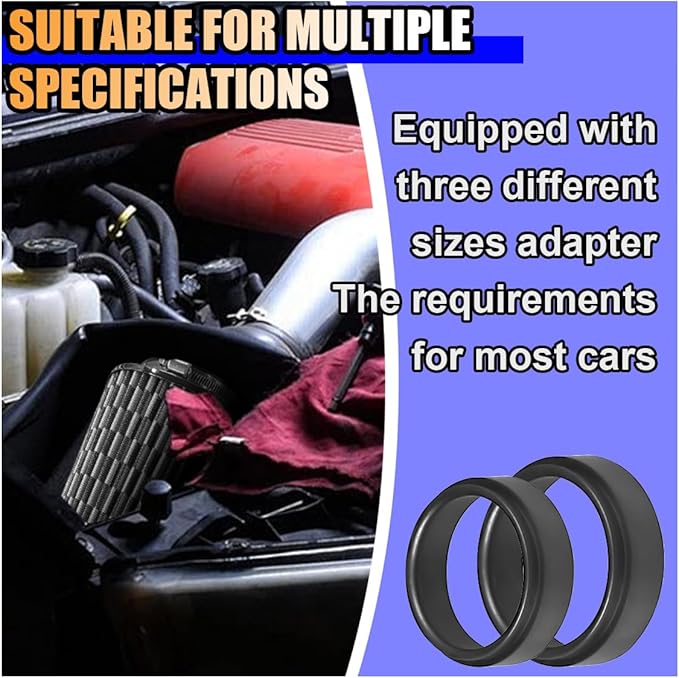 Universal Clamp-On Air Intake Filter, High Flow Closed-Top Cool Air Filter Cleaner, 76 89 102MM Performance Round Tapered Cone Air Filters, Washable Replacement Filter for Car Truck (Carbon Fiber)