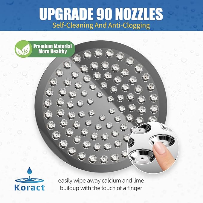 Filtered Shower Head High Pressure Shower Head with Filter for Hard Water Softener - Anti-Clogging Silicone Nozzles Bathroom Adjustable Replacement Rain Showerhead Improve Hair