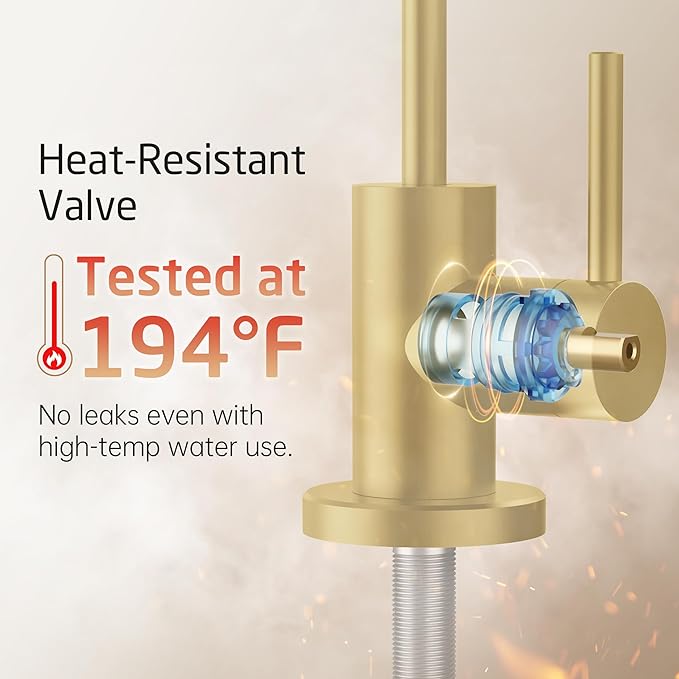 KES NSF Certified All Metal Drinking RO Water Faucet for Kitchen Sink, Lead-Free 18/8 Stainless Steel Reverse Osmosis Faucet, Water Filter Faucet for Most RO Water System, Non-Air Gap, Brushed Gold