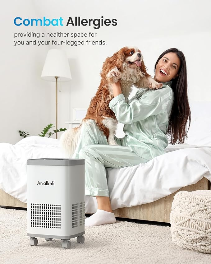 Budget Pet Air Purifier - Alkaline Filter, Large Coverage, APP Control, Auto Odor Removal, PM2.5, Long-Life,Safe for Homes with Pets