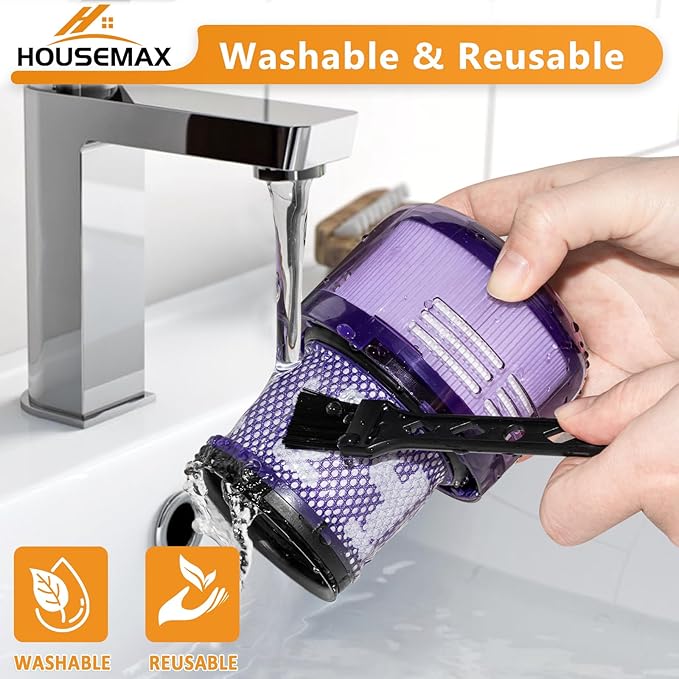 HOUSEMAX 2 Pack SV18 V9 Filter Replacement for Dyson Digital Slim Series Cordless Vacuum (V9/SV18/SV57), Replaces Parts 970612-01