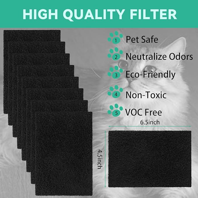 8 Pcs Charcoal Filters Compatible with Van Ness, 4.5 x 6.5" Replacement Activated Carbon Premium Filters for Cat Litter Box, Thickened and Durable,Eliminate Odor and Controls Moisture on Pet's Body