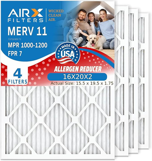 AIRX FILTERS WICKED CLEAN AIR. 16X20X2 Filters MERV 11 Compatible with Honeywell DH150 Dehumidifiers 4 Pack