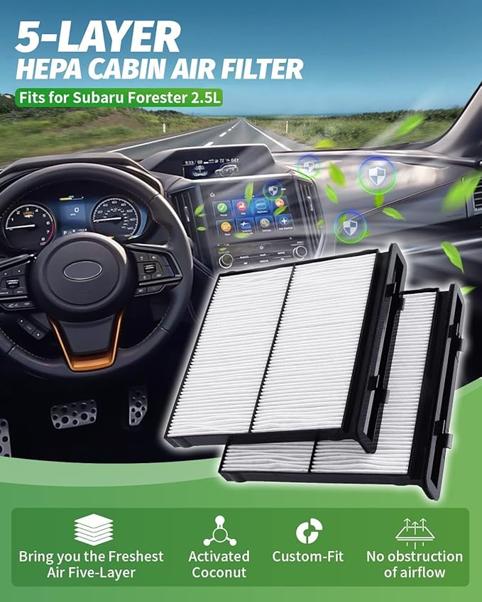 2-Pack HEPA Cabin Air Filter Fits for Subaru Forester 2.5L (2019-2024), WRX (2022-2024) Cabin Filter Replacement (72880-FL000) Forester Accessories, CF12775