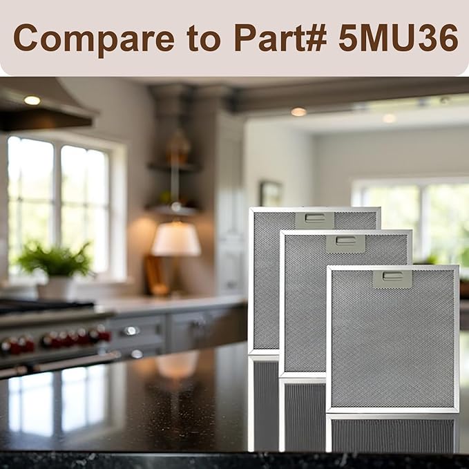 3 PCS 5MU36 Aluminum Mesh Replacement Filter Compatible with COSMO COS-5MU36 36 in. Delta Collection Ducted Under Cabinet Range Hood