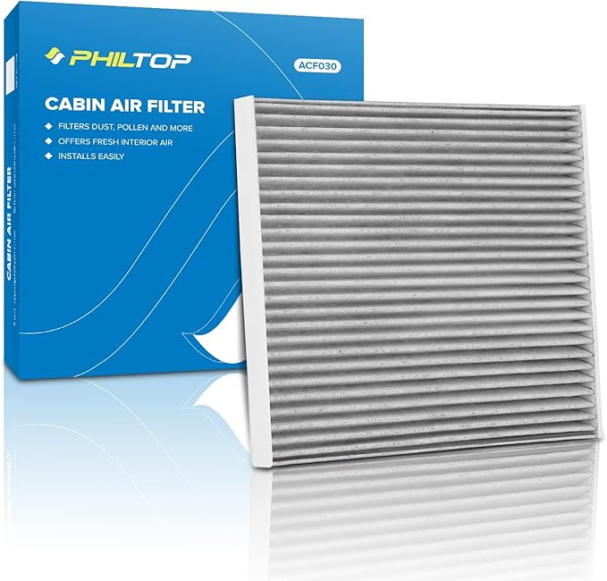 PHILTOP Cabin Air Filter w/Activated Carbon, Compatible with CF12000 Jeep Cherokee 2014-2018, Chrysler 200 2015-2017, Filter Up Dust Pollen Odor