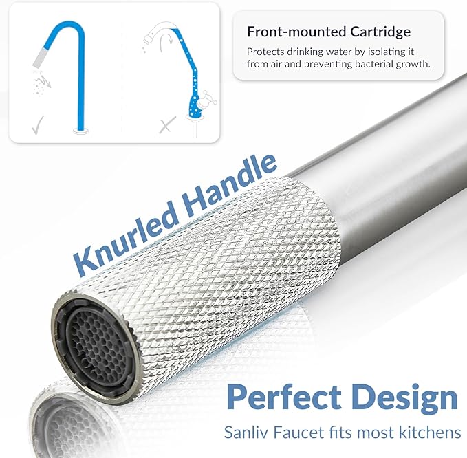 Brushed Nickel RO Drinking Water Faucet for Kitchen Sink, Sanliv Stainless Steel Filtered Water Faucet for Reverse Osmosis or Water Filtration System, Brushed Nickel