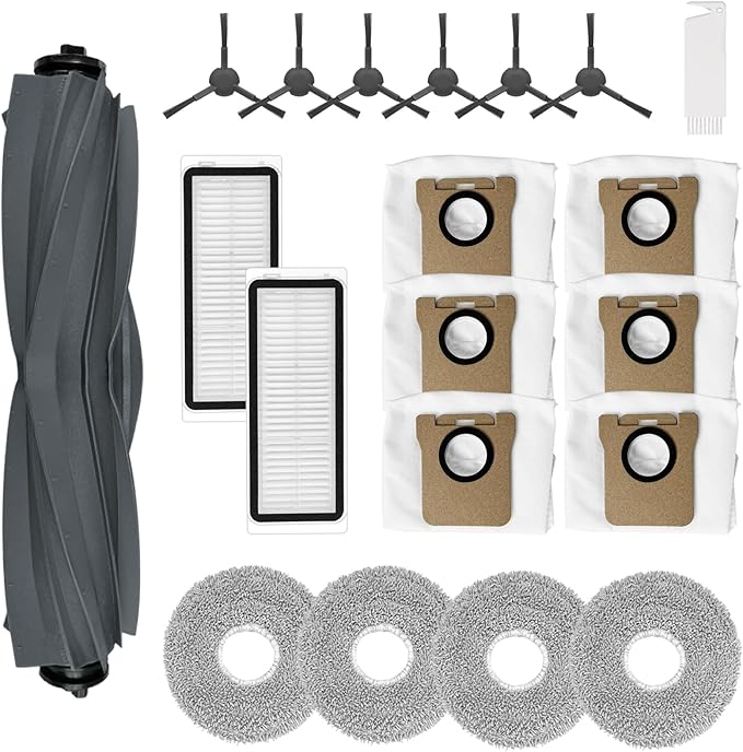 20 Pcs Replacement Parts for Dreame L20 Ultra / L30 Ultra Robot Vacuum Cleaner Accessories Kit, 1 Main Brush 2 Hepa Filters 4 Mop Pads 6 Vacuum Bags 6 Side Brushes, 1 Cleaning Brush