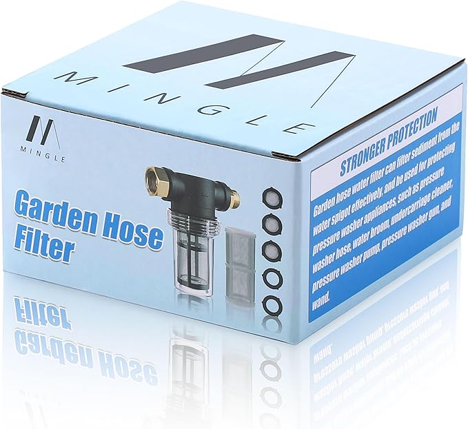 M MINGLE Garden Hose Filter for Pressure Washer inlet Water, Inline Filter for Sediment, 40 Mesh Screen, Extra 100 Mesh