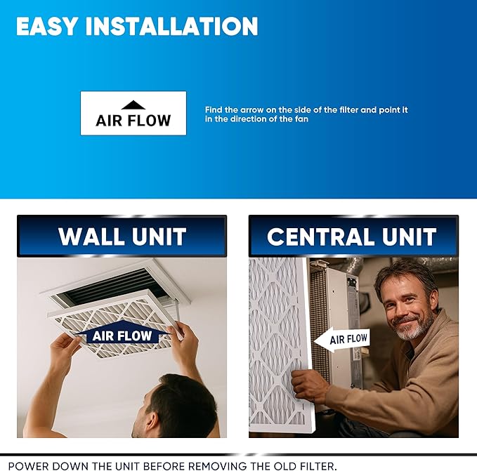 10X10x1 MERV 13 Air Filters, 6-Pack, Actual Size: 9.70" x 9.70" x 0.75", Pleated Design with Enhanced Filter Media for Superior Filtration,Perfect for HVAC, AC & Furnace Systems