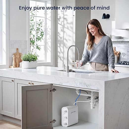GLACIER FRESH GFU06 0.01μm Ultra Filtration Under Sink Water Filter System, Tankless Ultra Compact Design, with Faucet, No Electricity & Waste Water, Preserve Beneficial Minerals No TDS Reduction