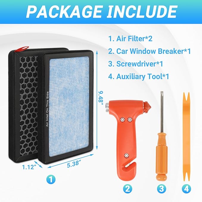 Carwiner Cabin Air Filter 2PCS for Tesla Model 3 Model Y with Activated Carbon, HEPA Air Intake Filter Accessories Replacement