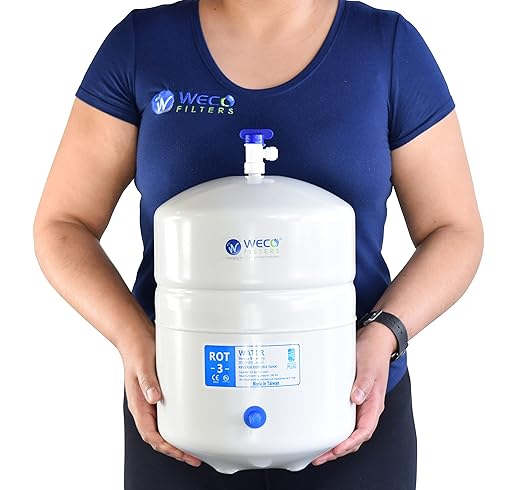 Pressurized Water Storage Tank - Reverse Osmosis Water Tank with Stainless Steel Connections and Ball Valve - Water Filtration System Storage Tank 3.0 Gal & appx. 1.8 gal Usable Capacity (ROT-3-W)