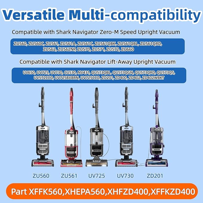 ZU560 ZU561 UV730 Filter Replacement for Shark Navigator Zero-M Lift-Away Speed Upright Vacuum ZU562 ZU572 UV650 UV725 ZU660 CU530 ZD400 ZD402 ZD201, 2 Foam & Felt Filters