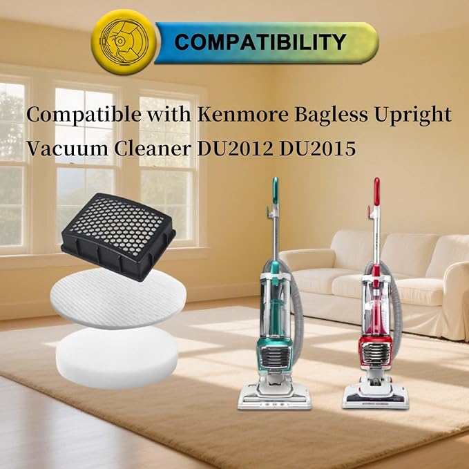 K4010 Bagless Upright Vacuum Replacement Kit for Kenmore Upright Cleaner Models# DU2015 DU2012 (2 HEPA Filter + 4 Foam Filter + 4 Felt Filter)