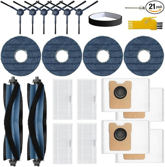 C20 Omni Replacement Parts for Eufy C20 Omni Robot Vacuum Accessories Kit 21 Packs 2 Roller Brushes, 4 Filters, 6 Side Brushes, 4 Mop Cloths, 4 Dust Bags, 1 Bumper Stripe