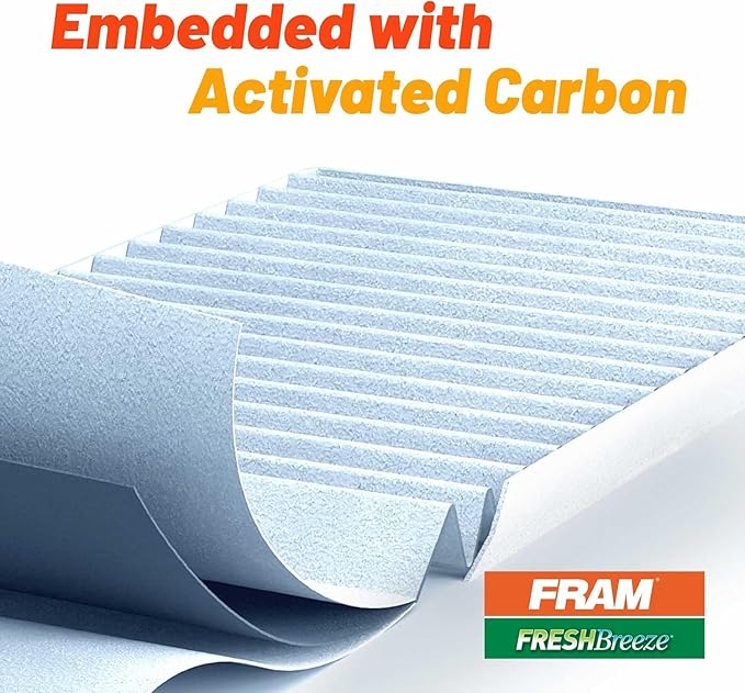 FRAM Fresh Breeze Cabin Air Filter Replacement for Car Passenger Compartment w/ Arm and Hammer Baking Soda, Easy Install, CF11183 for Select Dodge and Jeep vehicles , white