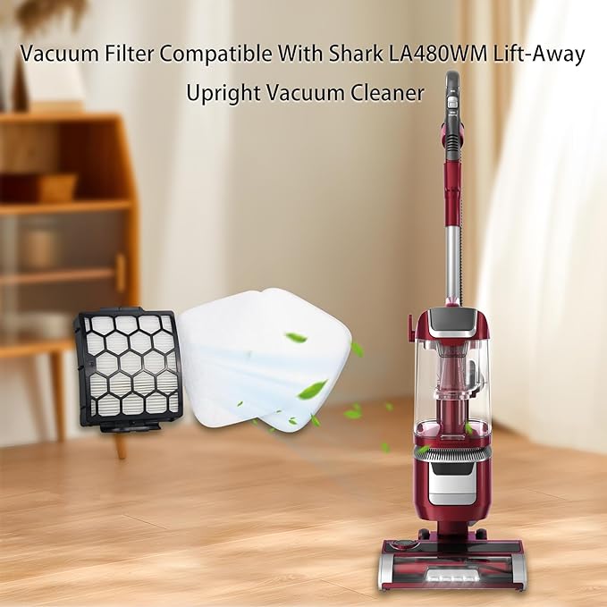 Replacement Filter Compatible with Shark LA480WM Lift-Away Upright Vacuum Cleaner，Part # XHF320 & XFFK602UKT
