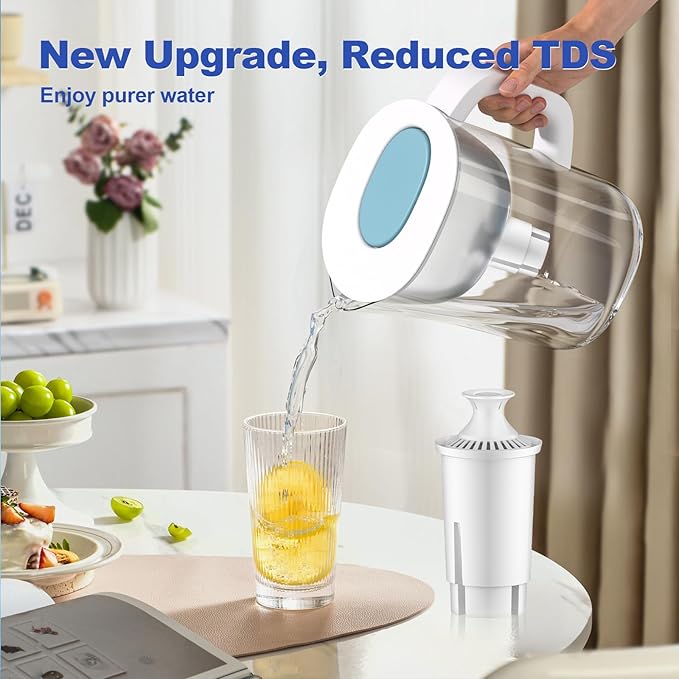Water Filter Replacement Compatible with Brita Water Filter, Pitchers, Classic, OB03, Mavea,10700, 35557, Pitcher Water Filter by BREAUILL, New Upgraded Reduce TDS, Chlorine (3PCS)