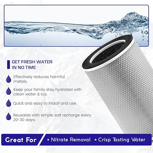 Crystal Quest Nitrate Removal + Smart/in-line Water Filter System Filters Up to 3000 Gallons - Inline Water Filtration for Refrigerator, Ice Maker, Water Cooler and Coffee Makers
