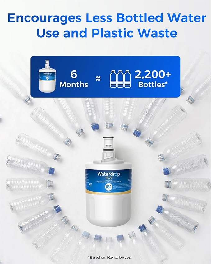 Waterdrop Plus 8171413 Refrigerator Water Filter, Replacement for Whirlpool® 8171413, 8171414, EDR8D1, Kenmore® 46-9002, NSF/ANSI 401&53&42 Certified, Reduce PFAS (Package May Vary)
