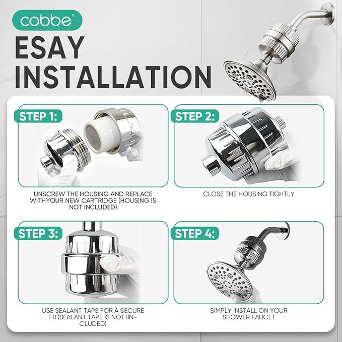 Cobbe HD HEAVY DUTY High Output Shower Filter 2 Pack – 99% REMOVAL Shower Head Filter for Hard Water, Heavy Metals, Chlorine and Harmful Substance, Improve your skin and hair, Brushed Nickel