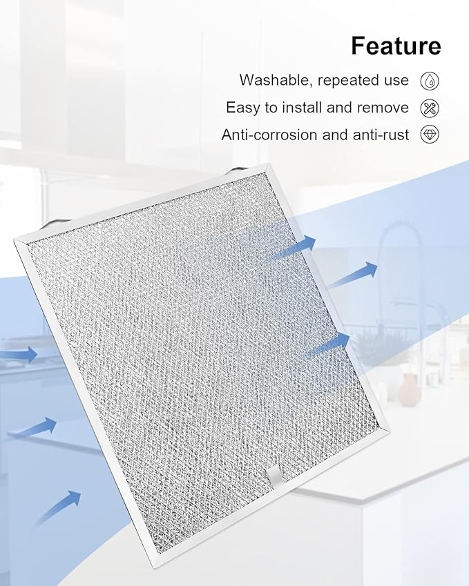 S99010430-002 Range Hood Filter (15.75"L x 13.88"W x 0.39"Th), for Broan-Nutone Exhaust Fan Range Hood - 2 pack