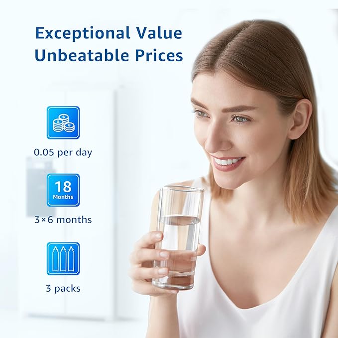 Filterlogic ADQ73613401 Refrigerator Water Filter, Replacement for LG® LT800P®, LT800PC, ADQ736134, ADQ73613402, LSXS26326S, LSXS26366S, LMXS30776S, LSXS26366D, LMXC23746S, 46-9490, 469490, Pack of 3