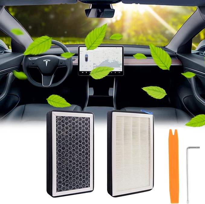 Tesla Cabin Air Filter HEPA, Air Condition Replacement with Activated Carbon for Model 3 & Y (2016-2023) Upgraded Version