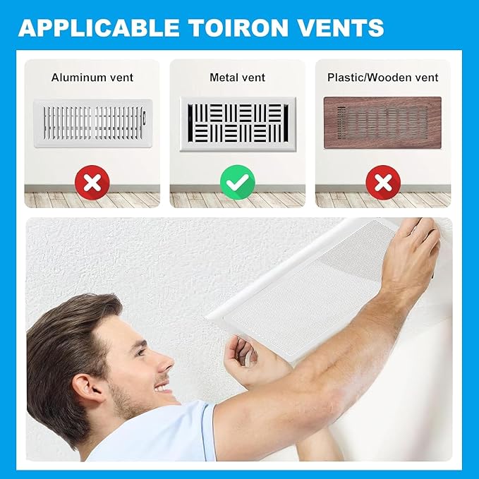 4 PCS White Magnetic Vent Covers- 4x10 Magnetic Air Vent Covers with Mesh Screen for Floor/Wall/Ceiling Registers-Easy to Install, Secure Fit, Durable Design-White