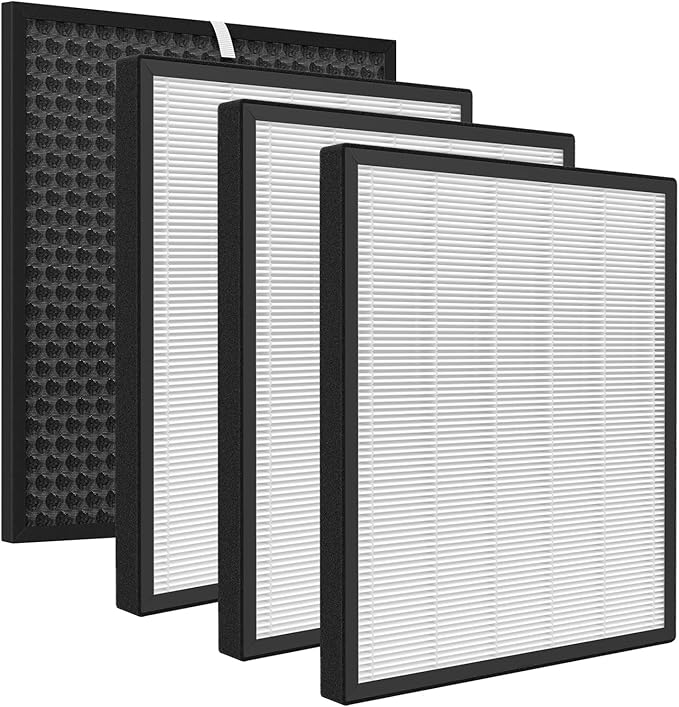LV-PUR131 Replacement Filter Compatible with LEVOIT LV-PUR131 and LV-PUR131S Air Purifiers, Part Number LV-PUR131-RF, 3× Filters + 1×Activated Carbon Filter