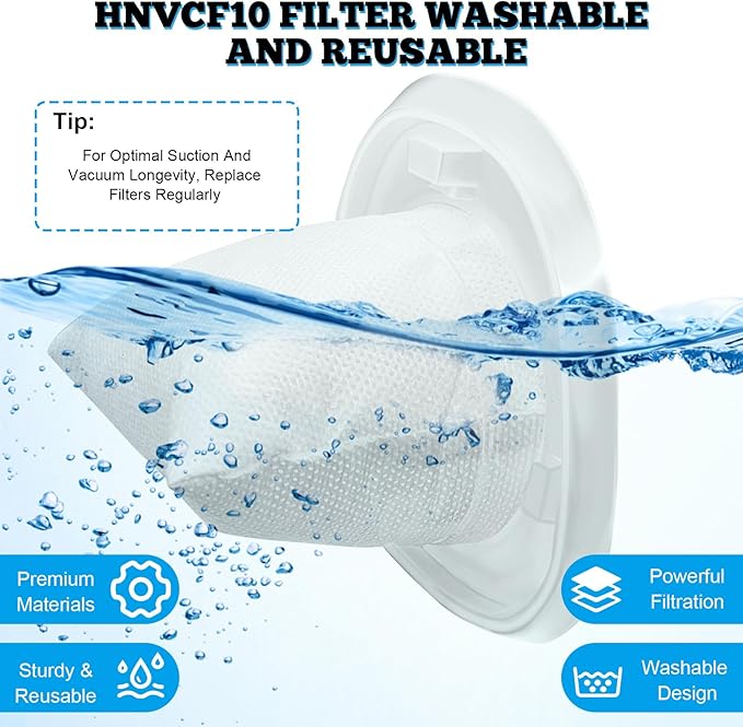 HNVCF10 Replacement Filters for Black and Decker Dustbuster Hand Vacuums HNVC215B10, HNVC115B22, HNV215B12, HNVC215BW52, HNVC115J06, HNVC115J22, HNVC115JB06, HNVC220BCZ01, HNVC220BCP07,6 Pack