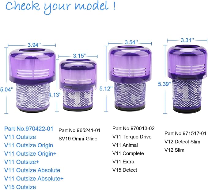 Filter Replacement for Dyson V11 Outsize, Outsize Absolute+, V15 Outsize Vacuums, V11 Outsize Origin+, Outsize+, Outsize Absolute+,SV16,SV29 Vacuums Cleaner, Compare to Part 970422-01 (3 Pack)