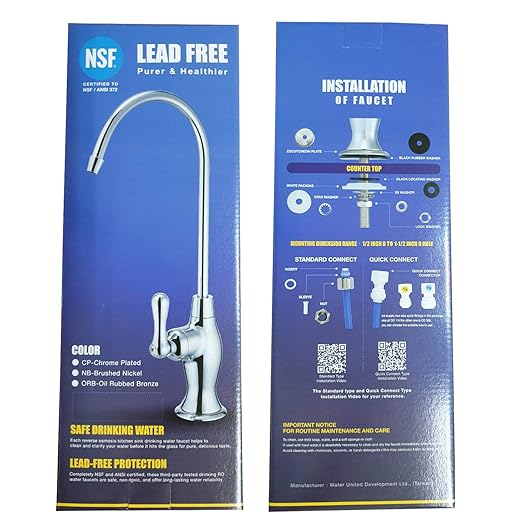 NSF Certification Water Filtration Reverse Osmosis Faucet (Polished Chrome) Lead-Free Advanced RO Tap for Drinking, Kitchen Sink Cooking, Cleaning | Safe, Healthier …