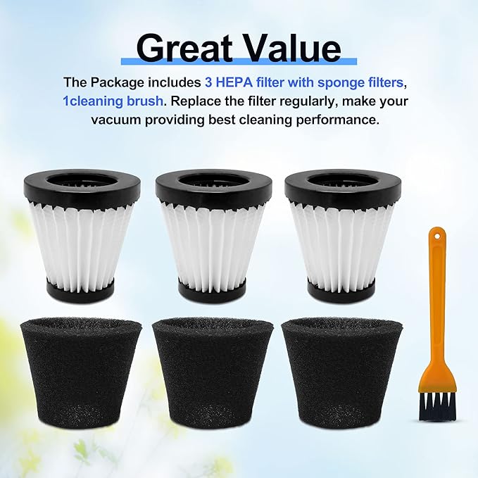 3 Pack Handheld Vacuum Cleaner Filter Compatible with Dirt Devil Scorpion Handheld Vacuum Cleaner Style F117, Compare to Part #AD40117