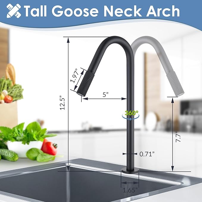 Filtered Water Faucet for Kitchen Sink, Matte Black RO Drinking Water Faucet, Pure Water Filter Tap for Reverse Osmosis Filtration System, Stainless Steel, Matte Black