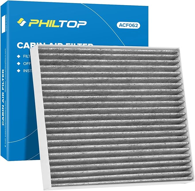 PHILTOP Cabin Air Filter w/Activated Carbon, Compatible with CF10370 Ford Mustang 2005-2014, Carbon Filter Up Dust Pollen Odor