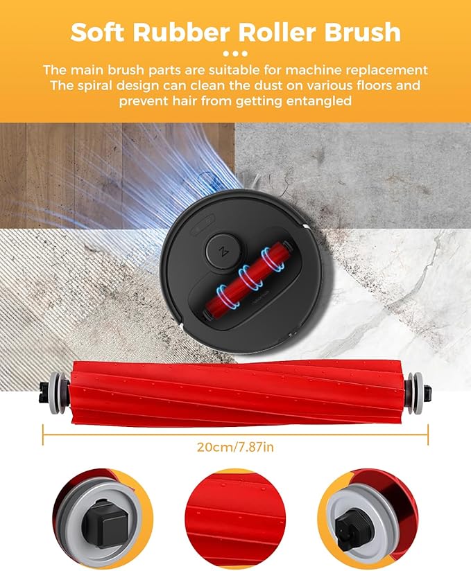 Yivy 29PCS QV35A Accessories for Roborock QV 35A/QV 35S/QR 598/QR 798 Robot Vacuum,QV 35A Replacement :2 Main Brushes 6 Dust Bags 4 HEPA Filters 6 Side Brushes 8 Mop Pads