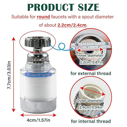 2-Pcs Sink Water Faucet Filter,360 Degree Rotating Faucet Filter Water Filter Purifier for Kitchen,Bathroom Sink,Removes Sediment and Large Impurities,with 6 Filter Cartridges