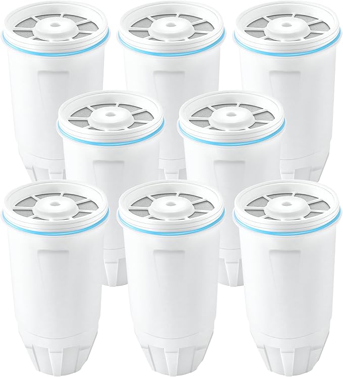 8 Pack Water Filter Replacement for Z-ero Water Filter, New Resin Filtration System 0 TDS 0 Leak, Compatible with Water Pitcher and Dispenser, Reduce Lead/Chromium/PFOA/PFOS by TOMOON