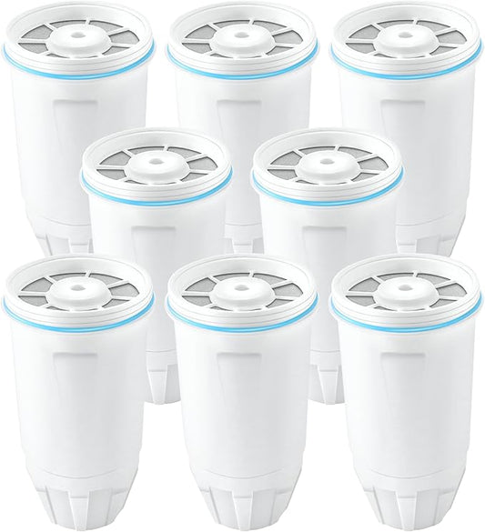 8 Pack Water Filter Replacement for Z-ero Water Filter, New Resin Filtration System 0 TDS 0 Leak, Compatible with Water Pitcher and Dispenser, Reduce Lead/Chromium/PFOA/PFOS by TOMOON