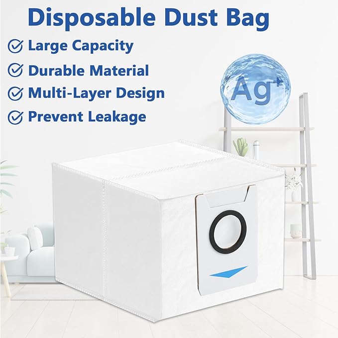 22 Pack Replacement Parts for ECOVACS DEEBOT T20 Omni /T20 Max /T20 Pro Vacuum Cleaner Accessories Kit Include 1 Main Brush, 4 Hepa Filters, 4 Mop Pads, 6 Vacuum Bags, 6 Side Brushs, 1 V-shaped brush