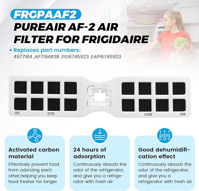 3 Pack FRGPAAF2 Pure Air AF-2 RAF-2 Refrigerator Air Filter for Frigi-daire FRFC2323AS FRFC232LAF FRFC233LAF FRFG2323AF FRFN2823AS -Replaces 4977184 AP7194838 PS16745923 EAP16745923 by Puxyblue
