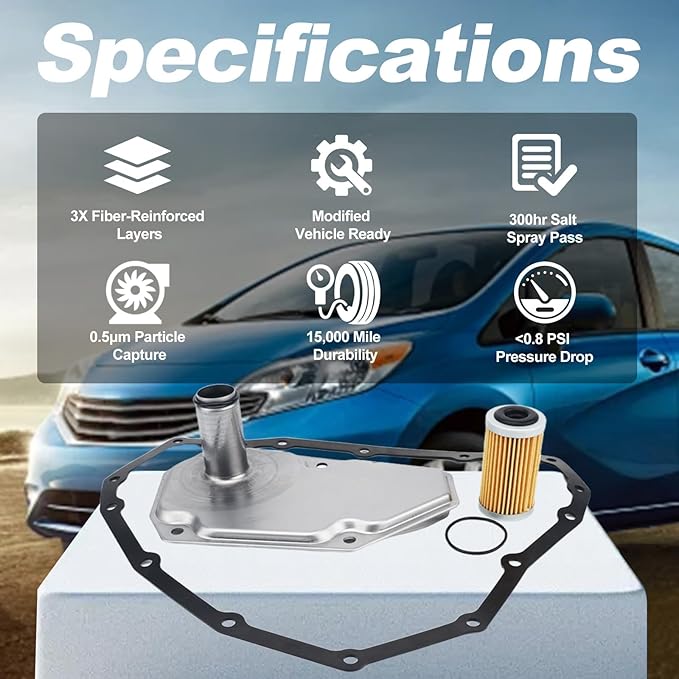 RE0F11A JF015E CVT Transmission Filter & Oil Pan Kit Compatible With 2012-2019 Nissan Versa/Sentra/Versa Note Replaces 33010-JF015 31726-28X0A